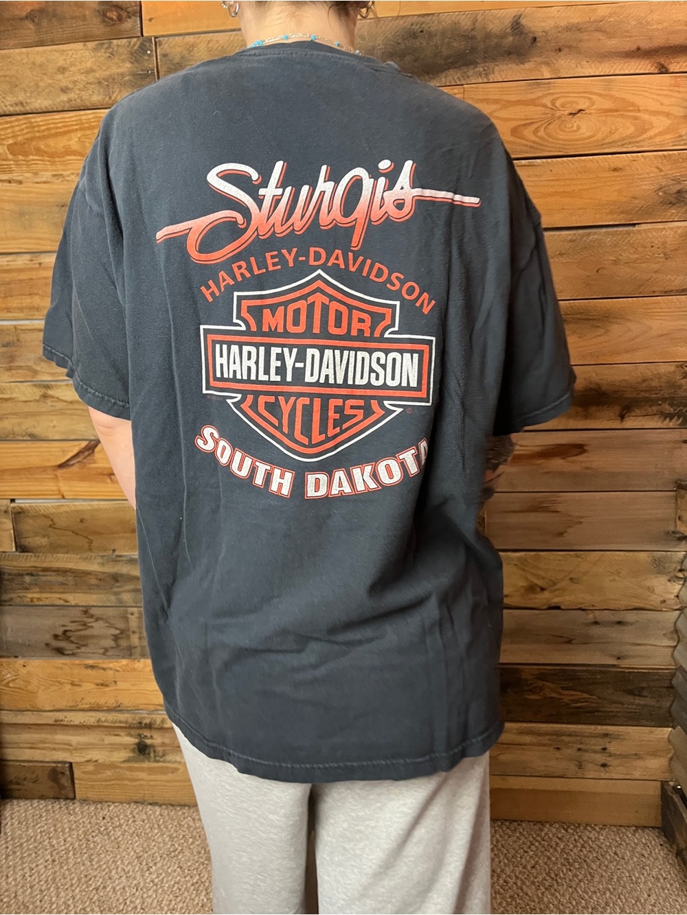 Harley-Davidson Black Tee with Orange and White Shield Logo